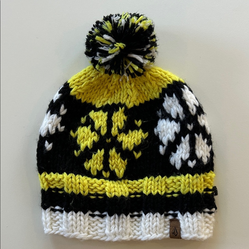 Volcom Knit Beanie - Black, Yellow, White